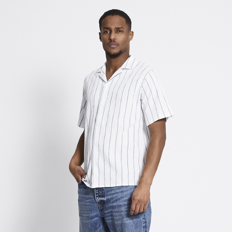 Short sleeve shirt "Steven Structure Stripe" Midnight Blue
